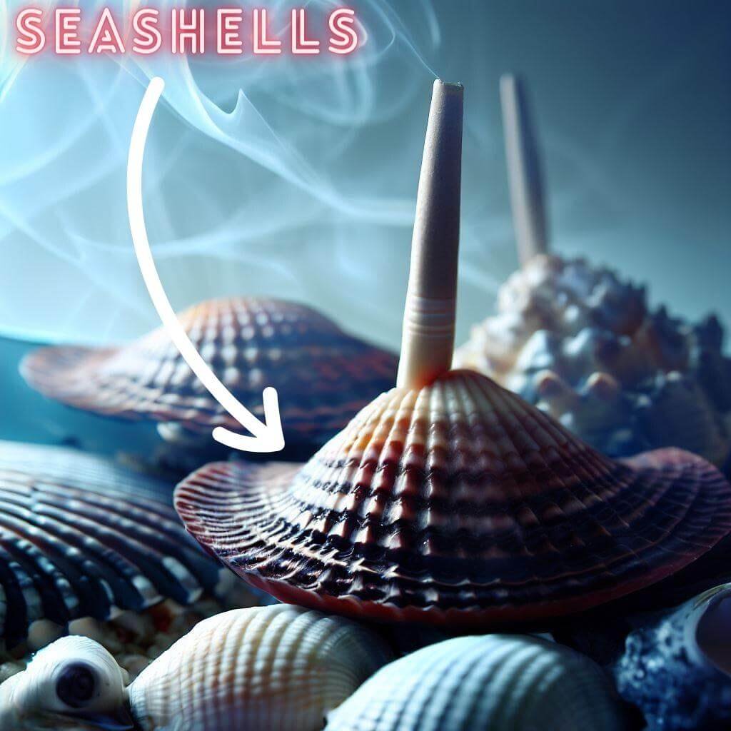 incense cone on seashells